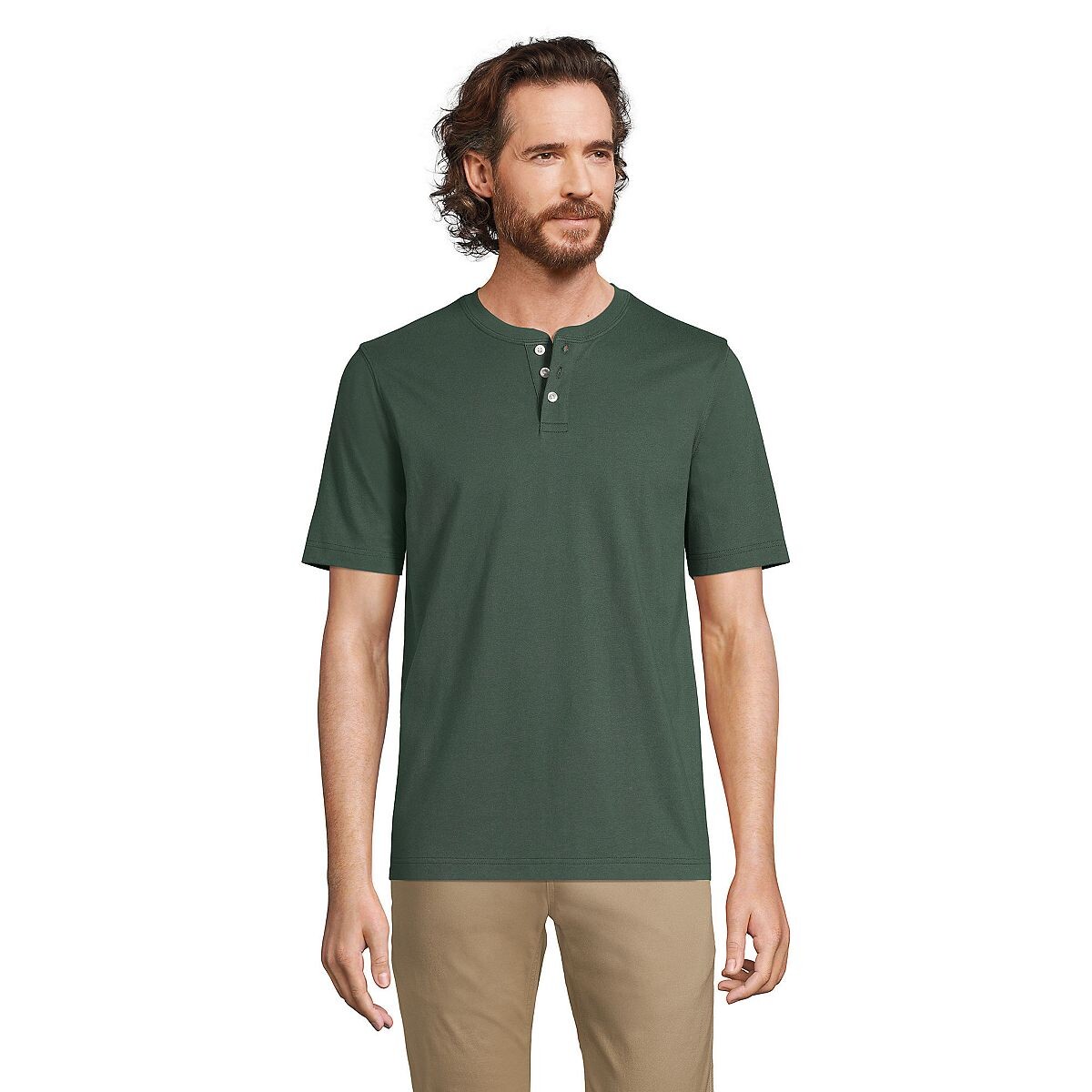 

Мужская футболка Henley Super-T с короткими рукавами Lands' End