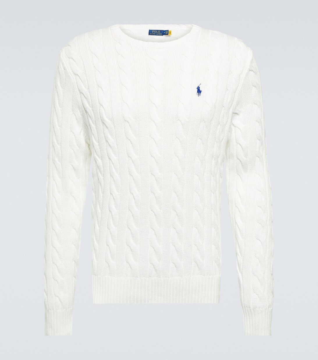 

Хлопковый свитер косой вязки Polo Ralph Lauren, белый