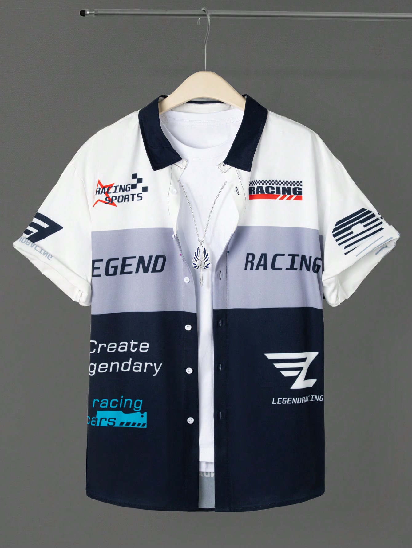 Мужская рубашка больших размеров Manfinity EMRG с короткими рукавами в гоночном стиле, черный