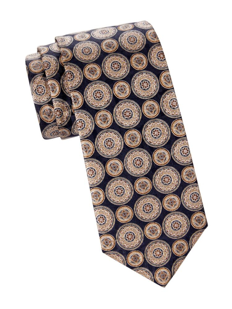 

Шелковый галстук с медальоном Brioni, цвет Vintage Black