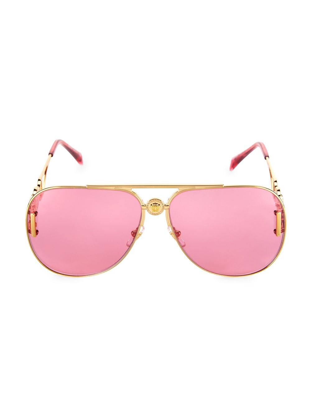 

Затемненные солнцезащитные очки-авиаторы Medusa 63MM Versace, розовый