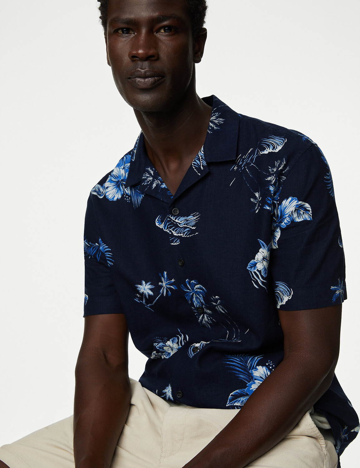

Льняная богатая гавайская рубашка Marks & Spencer