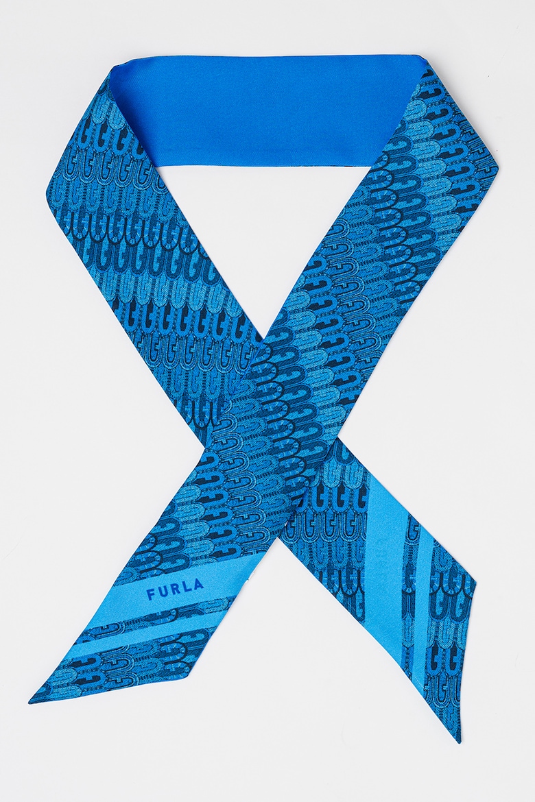 Шелковый шарф Metropolis с принтом Furla, синий цена и фото