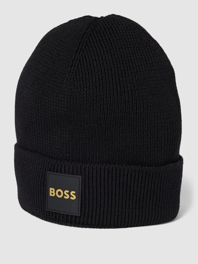 

Вязаная шапка с деталью лейбла модель "Foxxy_Gold" BOSS, золото