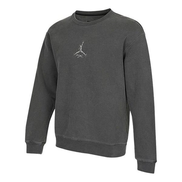 

Толстовка Men's Air Jordan As J Flt Hrtg Flc Crew Embroidered Logo Sports Solid Color Knit Pullover Round Neck Autumn Gray, мультиколор