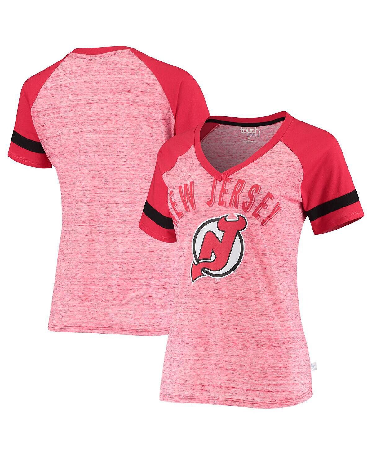 

Красная женская футболка New Jersey Devils Double Play с v-образным вырезом G-III Sports by Carl Banks, красный