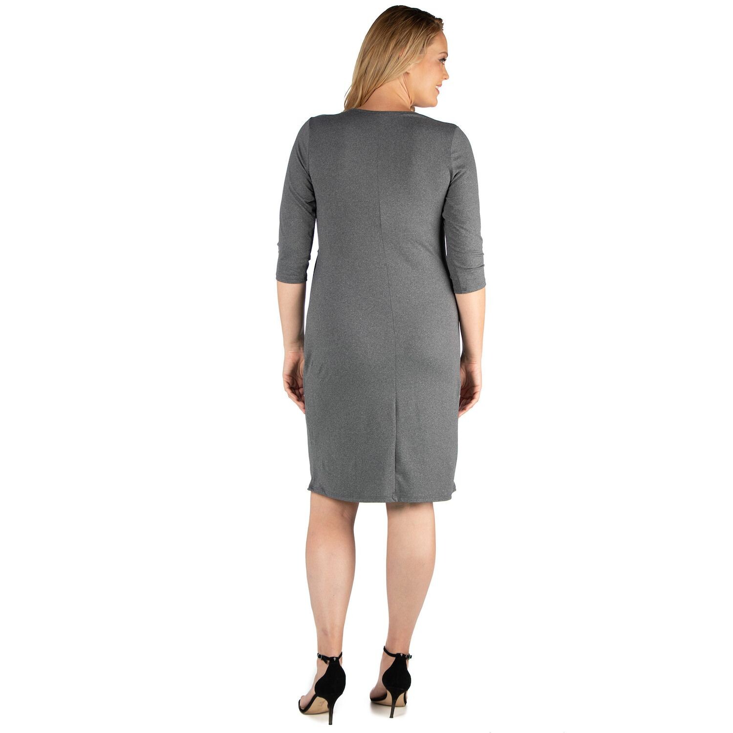 

Плюс размер 24seven Comfort Apparel Платье длиной до колена с v-образным вырезом 24Seven Comfort Apparel, черный