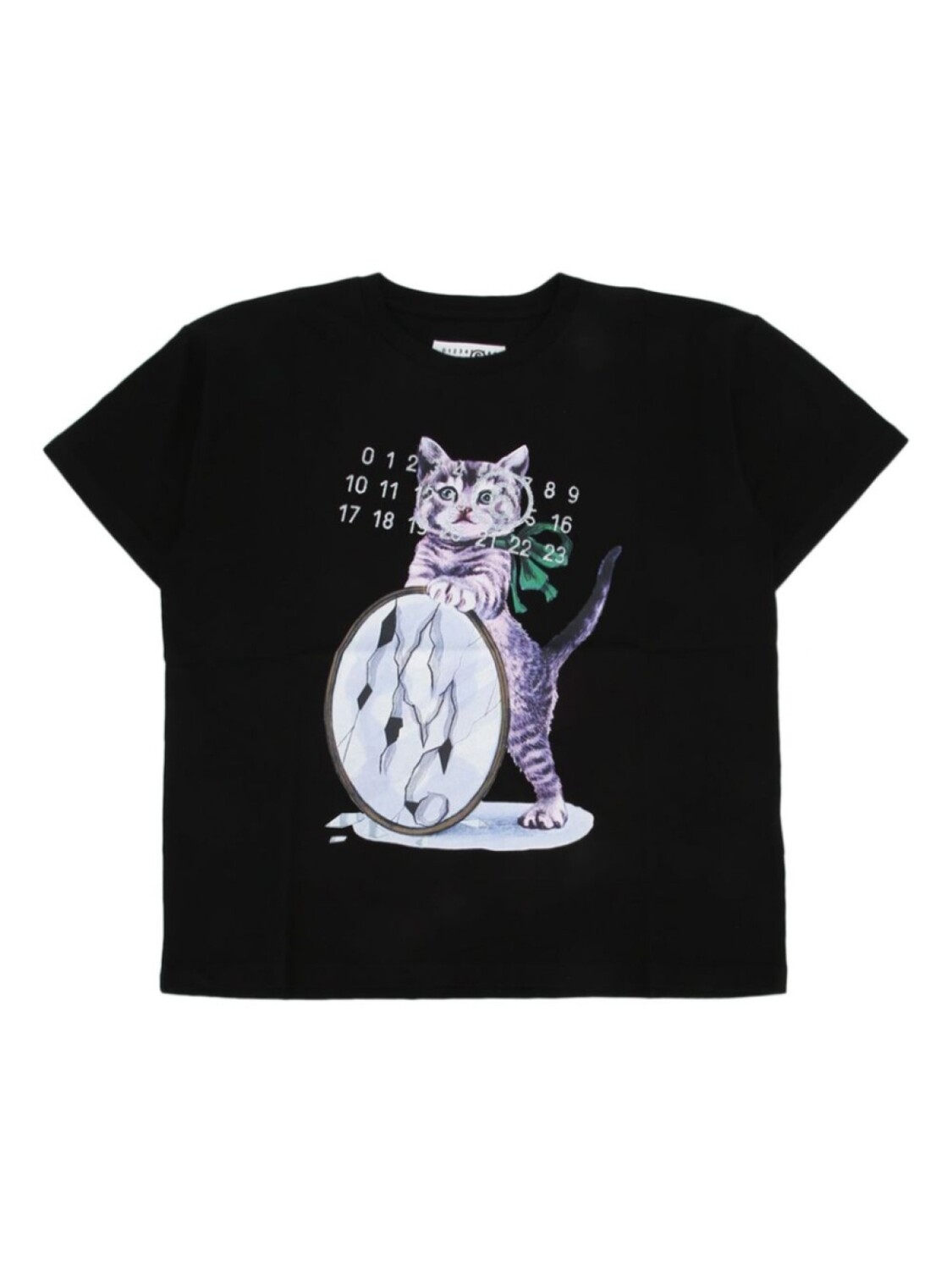 

Футболка с принтом кошки MM6 Maison Margiela Kids, черный