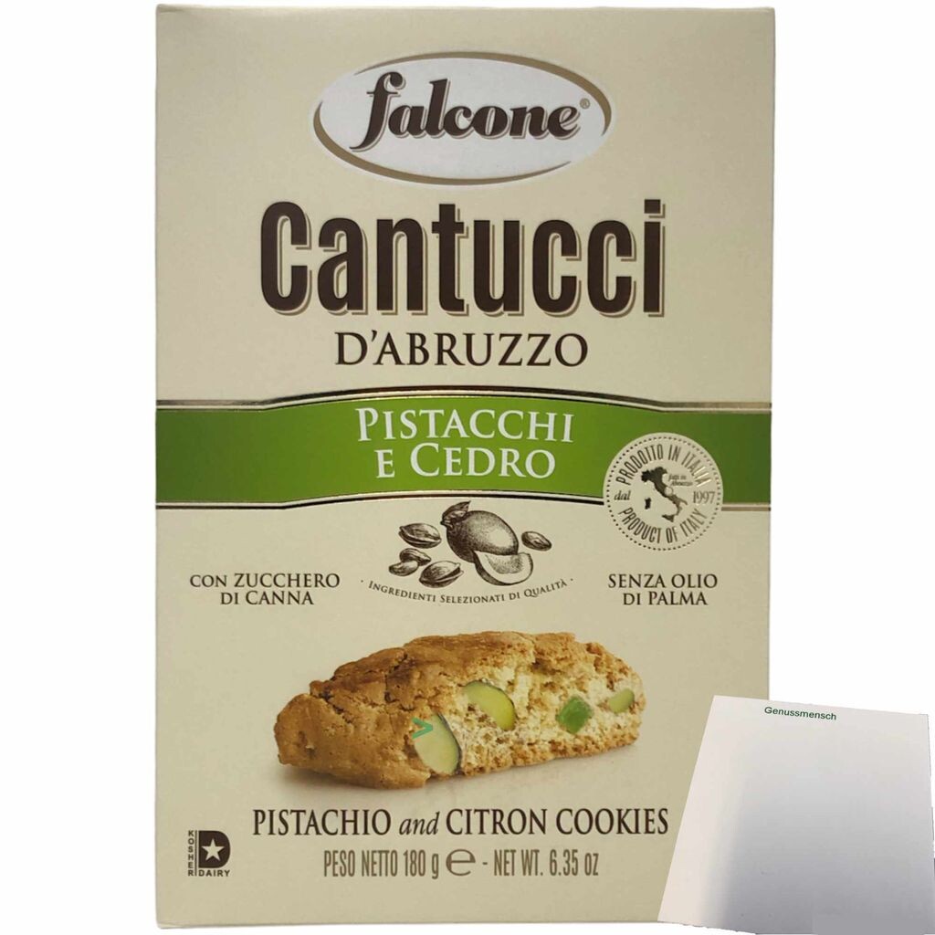 

Falcone Cantuccini al Pistacchio e Cedro Cantuccini с фисташками, кедром и лимоном (упаковка 180 г) + блок usy