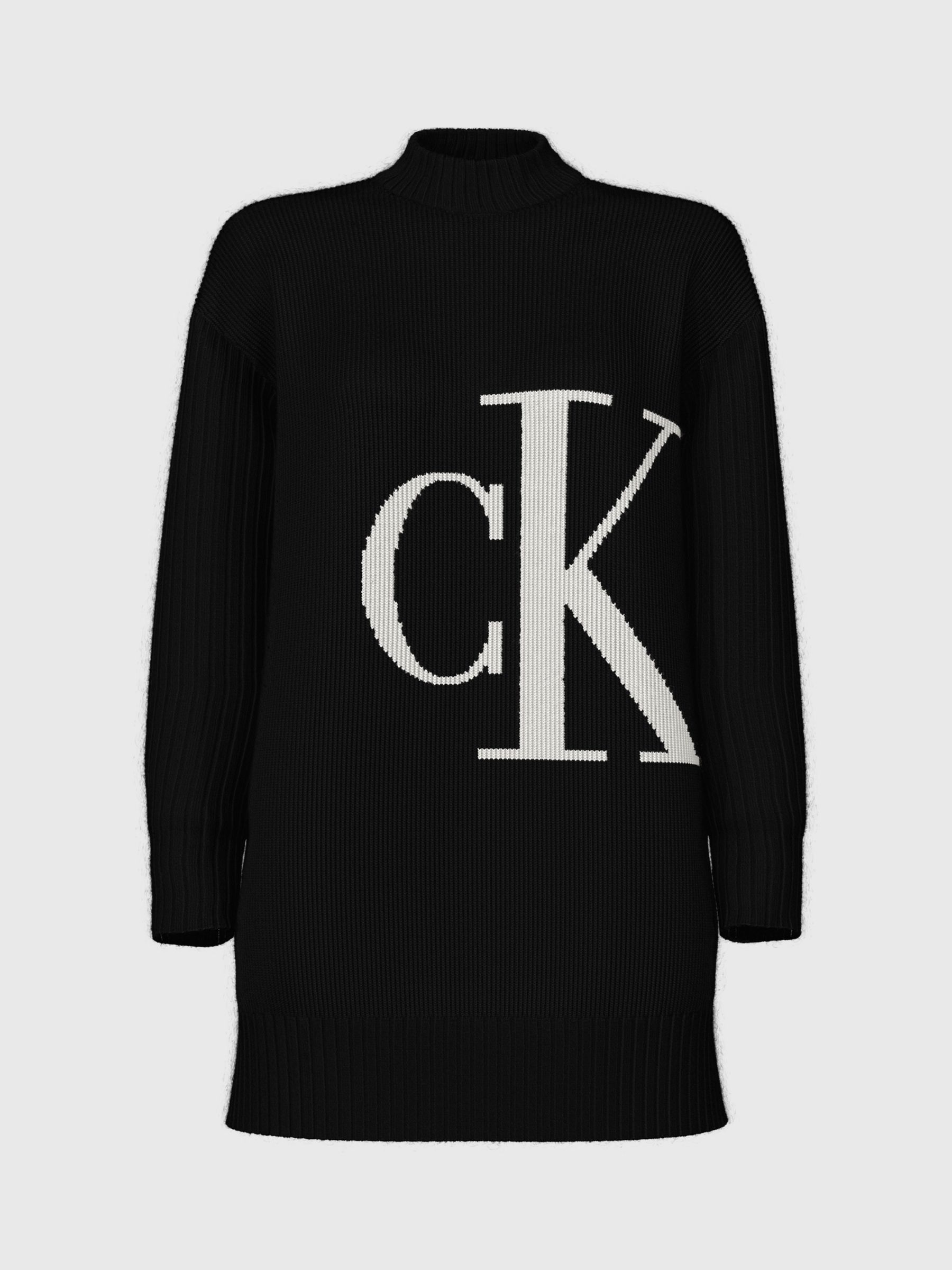Джемпер с объемным логотипом Calvin Klein, черно-белый