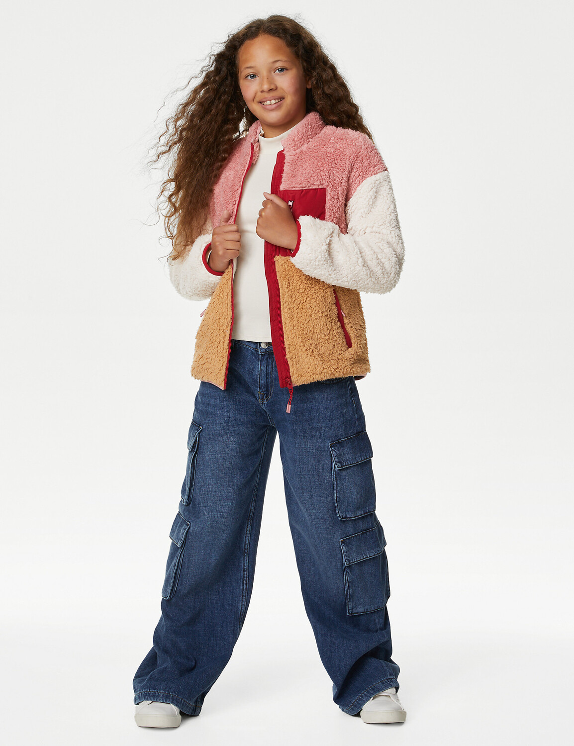 

Куртка Borg Color Block (6–16 лет) Marks & Spencer, розовый микс