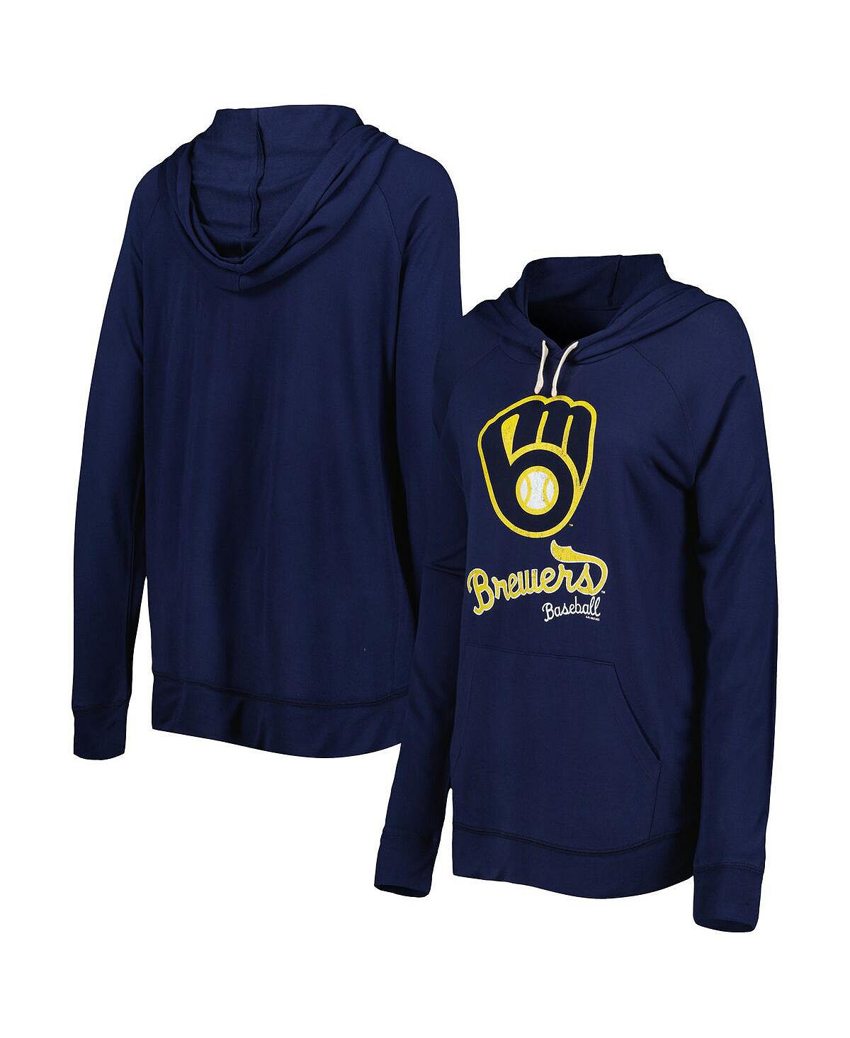 цена Женский темно-синий пуловер с капюшоном Milwaukee Brewers Pre-Game Touch, темно-синий