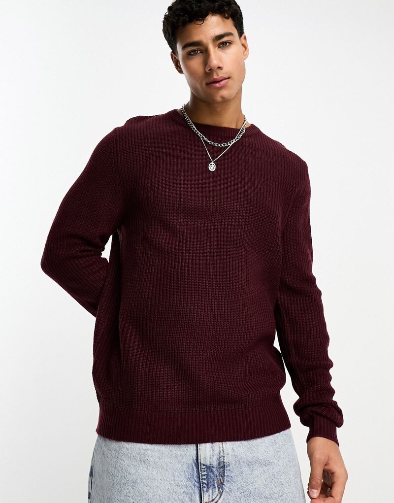

Бордовый джемпер с круглым вырезом Jack & Jones