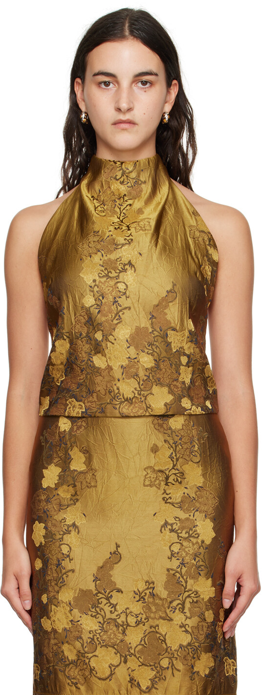 

Коричневая майка с запахом Dries Van Noten