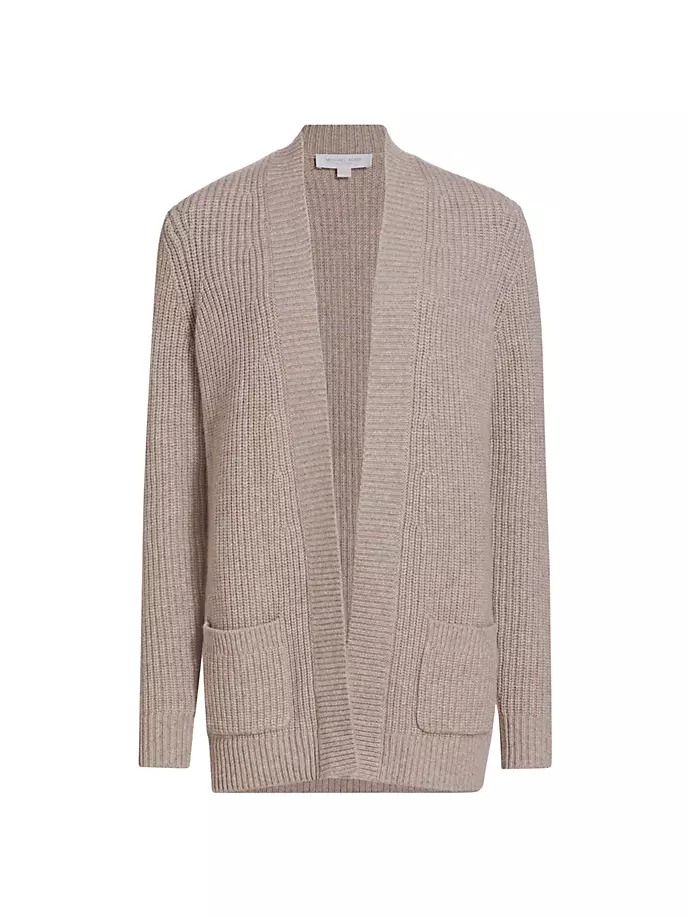 

Кашемировый кардиган Shaker с открытым передом Michael Kors Collection, цвет taupe melange