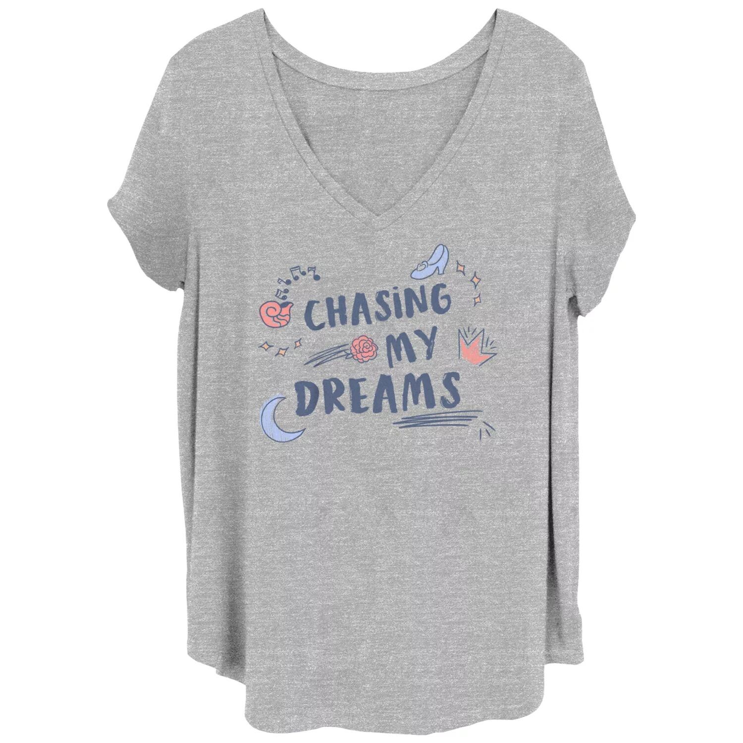 

Футболка Disney Princesses Junior' Plus Chasing My Dreams с V-образным вырезом и рисунком Disney