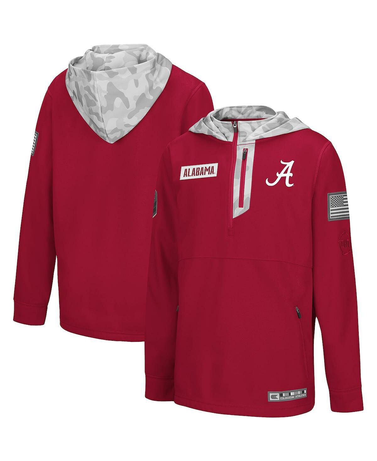 

Толстовка Big Boys Crimson, Arctic Camo Alabama Crimson Tide OHT с капюшоном и молнией на четверть в военном стиле Colosseum
