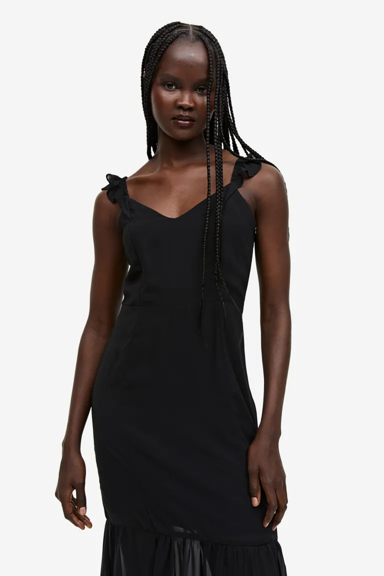 

Шифоновое платье с открытой спиной H&M, черный