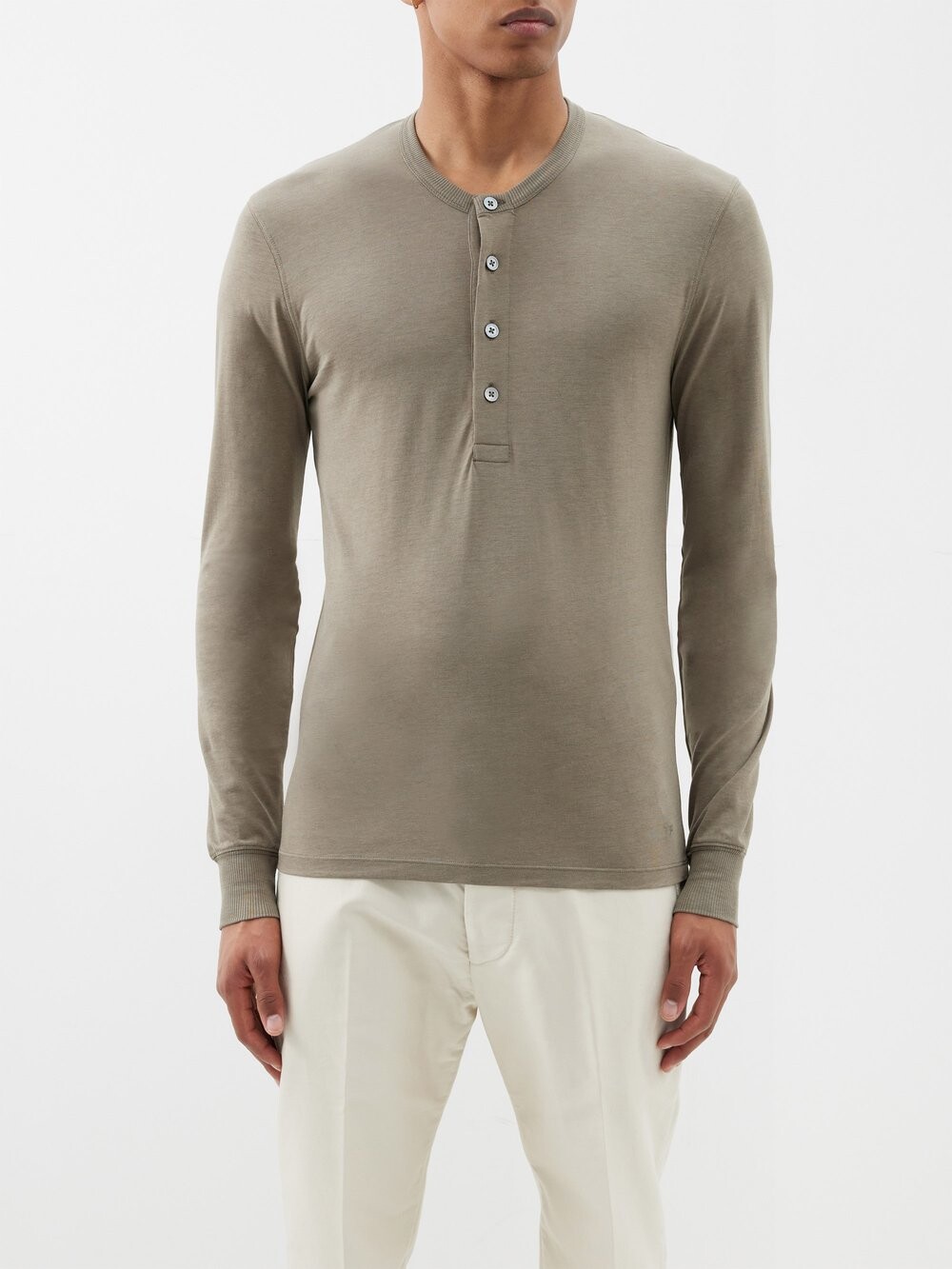 

Топ henley из джерси из лиоцелла Tom Ford, зеленый