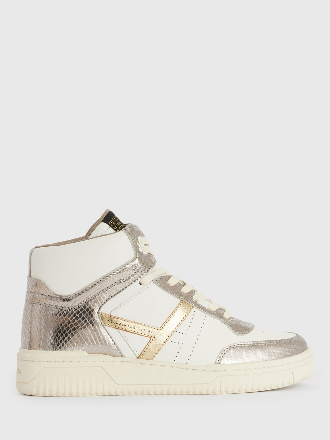 

Высокие кожаные кроссовки AllSaints Pro Metallic, белый/бронзовый