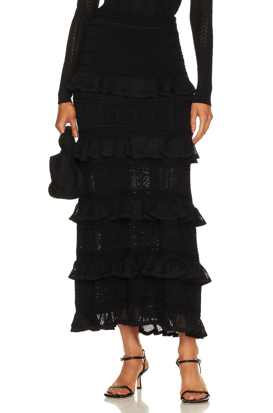 

Юбка миди Zimmermann Ruffle, черный
