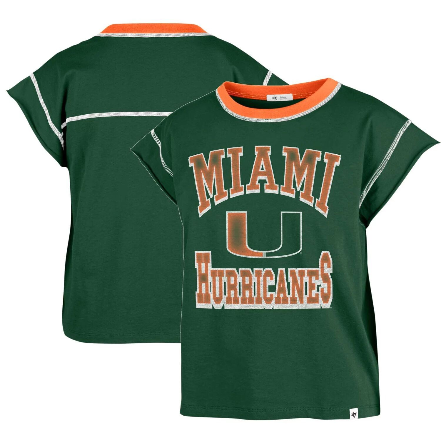 

Женская зеленая футболка с короткими рукавами '47 Miami Hurricanes Sound Up Maya, Зеленый