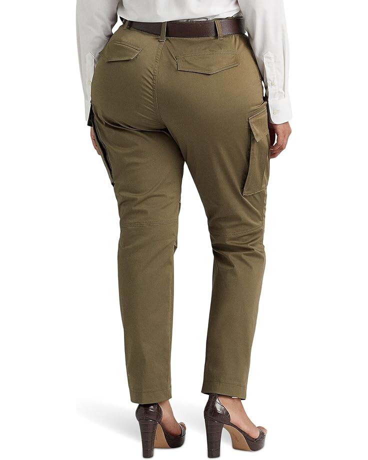 

Брюки LAUREN Ralph Lauren Plus Size Cotton Sateen Cargo Pants, цвет Olive Fern