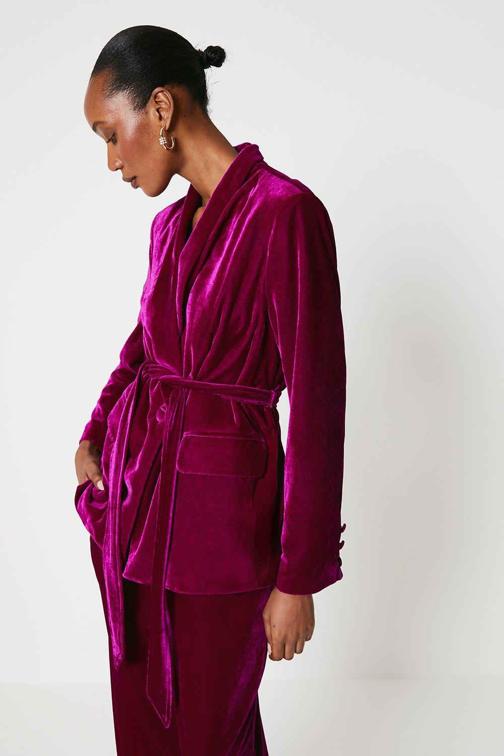Бархатный пиджак с поясом Debenhams, розовый цена и фото