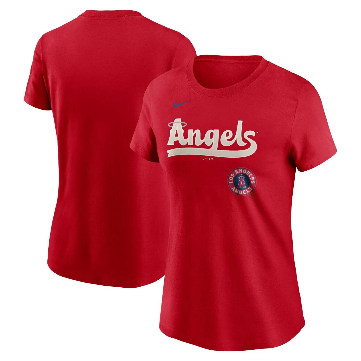 

Женская красная футболка с надписью Nike Los Angeles Angels City Connect Nike