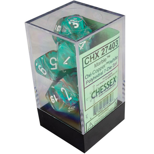 

Игровые кубики Poly 7 Set: Marble Oxi-Copper/White Chessex Dice