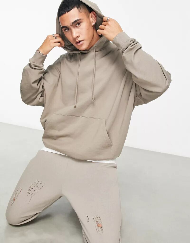 

Коричневое супер-оверсайзное худи ASOS