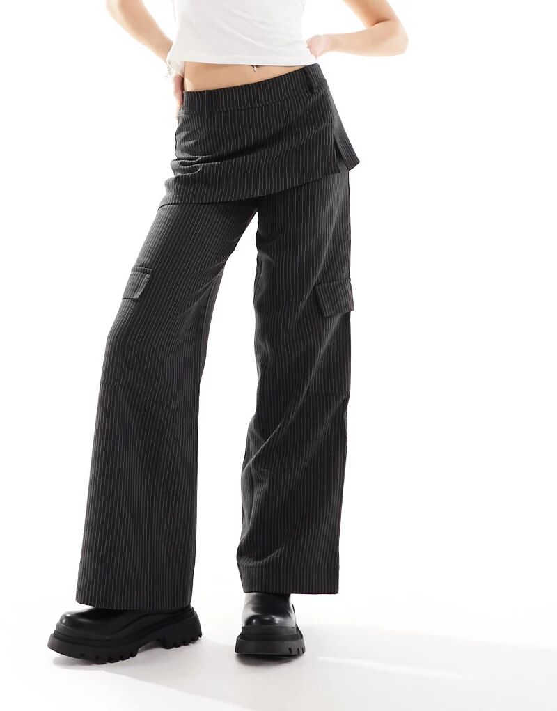 Черные брюки в полоску с юбкой ASOS кроссовки hobby rayas crudo beige