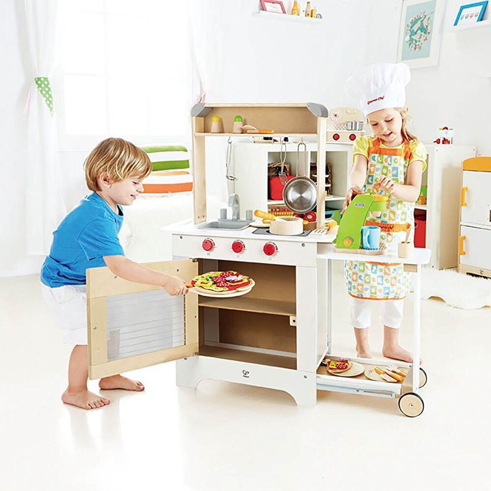 

Hape Cook 'N Serve Kids Современный дизайн Ролевая игра Деревянная кухня для приготовления пищи Hape