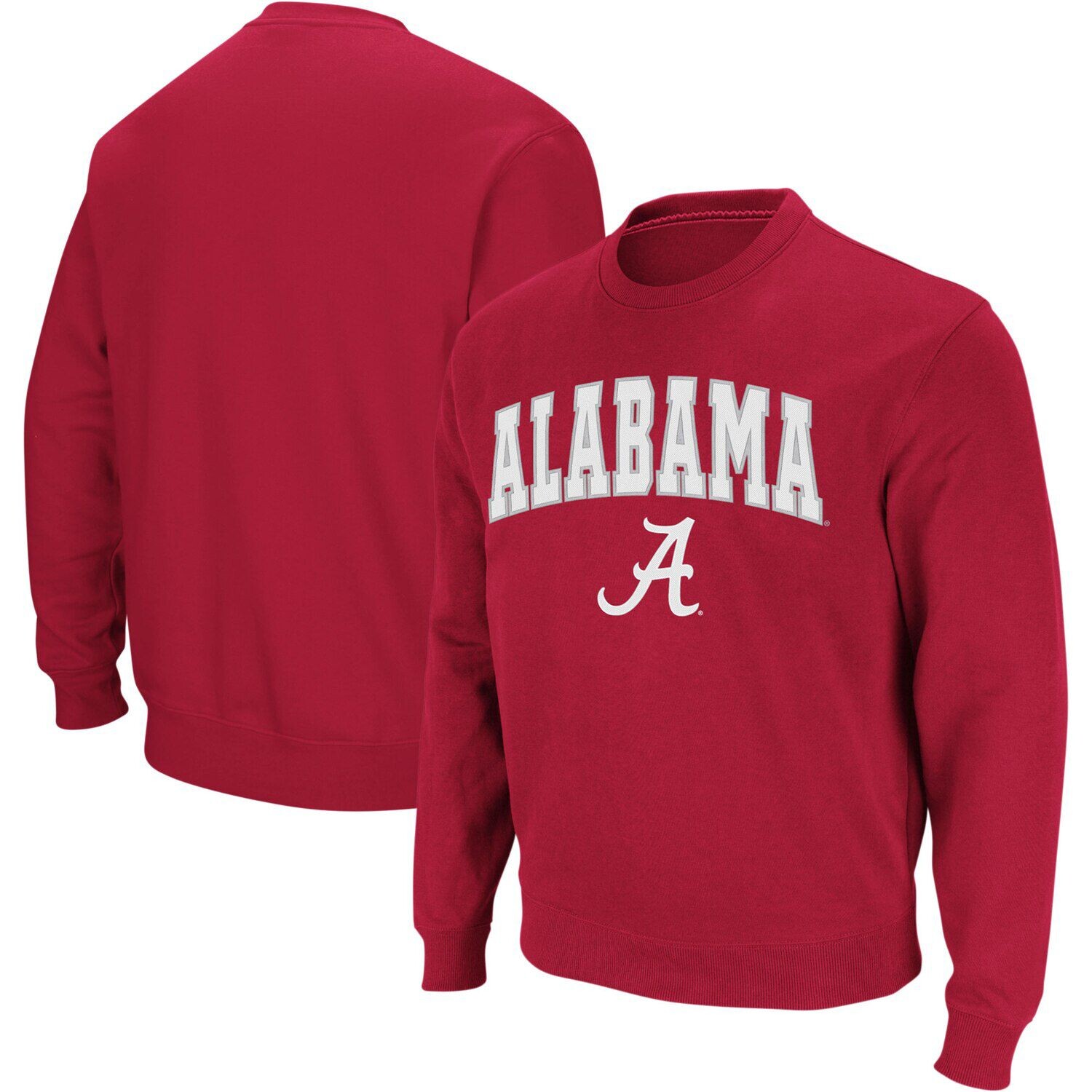 

Мужской свитшот с круглым вырезом Crimson Alabama Crimson Tide Arch и логотипом Colosseum