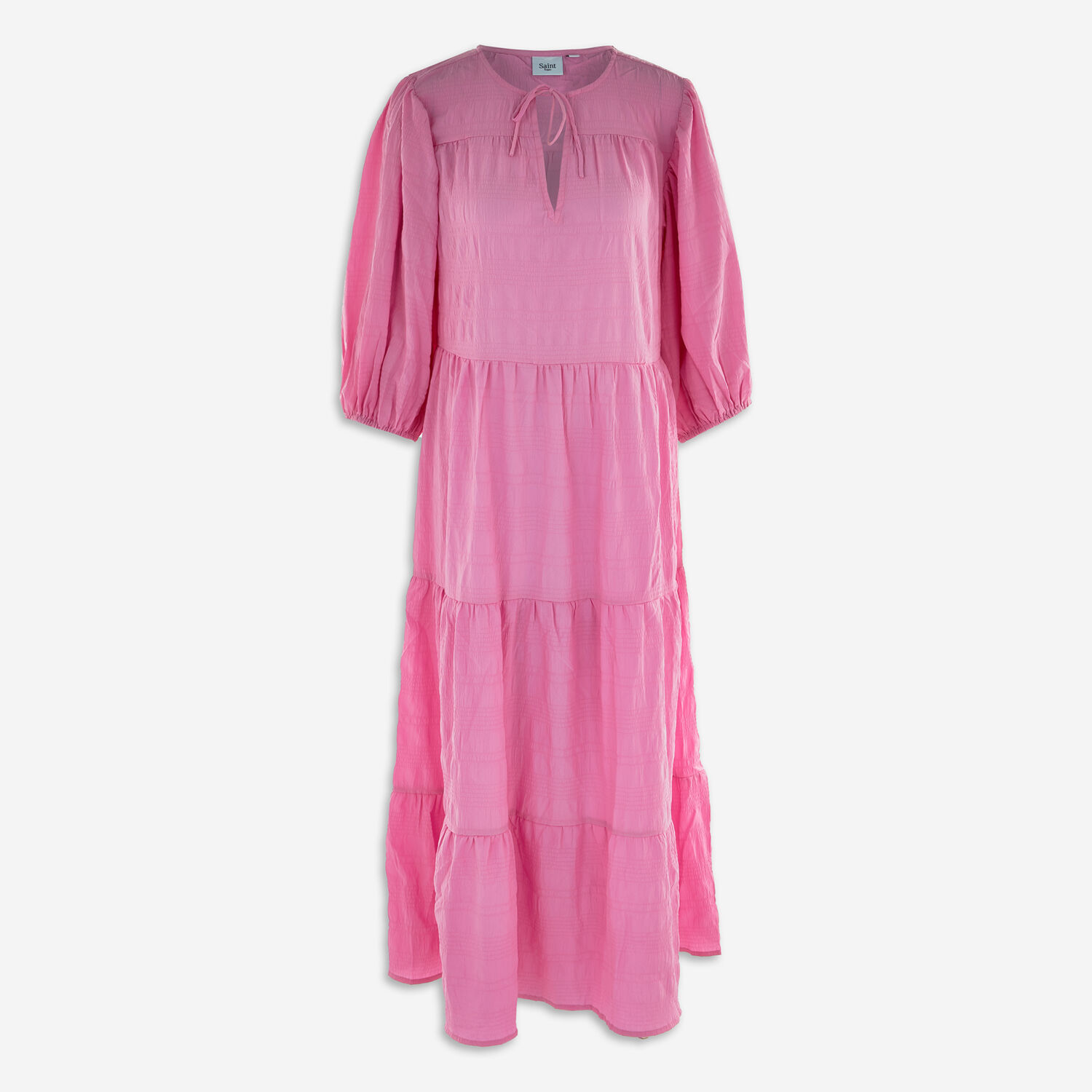 Розовое платье макси с пышными рукавами Saint Tropez