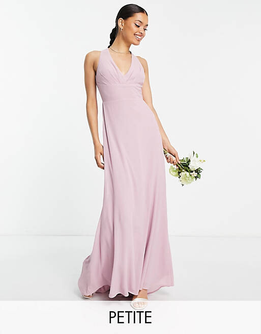 

Розовое платье макси с бретельками на шее TFNC Petite Bridesmaid, Розовый