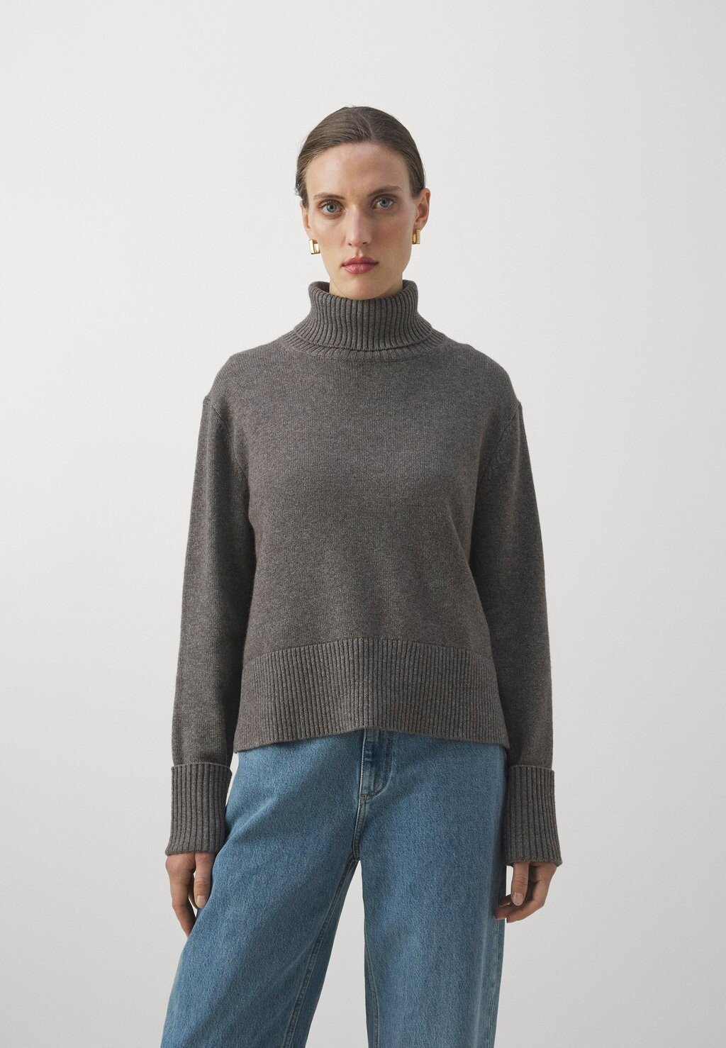 Свитер ROLLNECK FTC Cashmere, серо-коричневый свитер мокнек ftc cashmere безлунная ночь