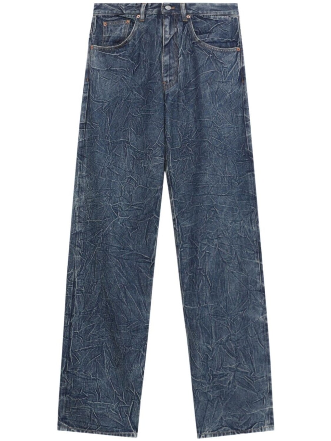 

MM6 Maison Margiela прямые джинсы с жатым эффектом, синий