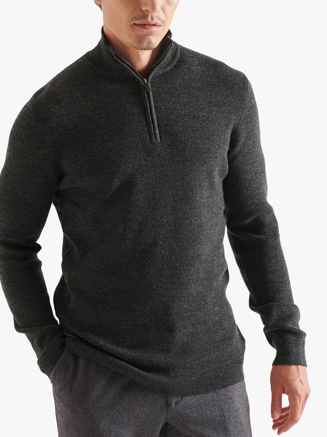 

Джемпер Henley из смеси мериносовой шерсти Superdry Studios, темно-серый и меланжевый