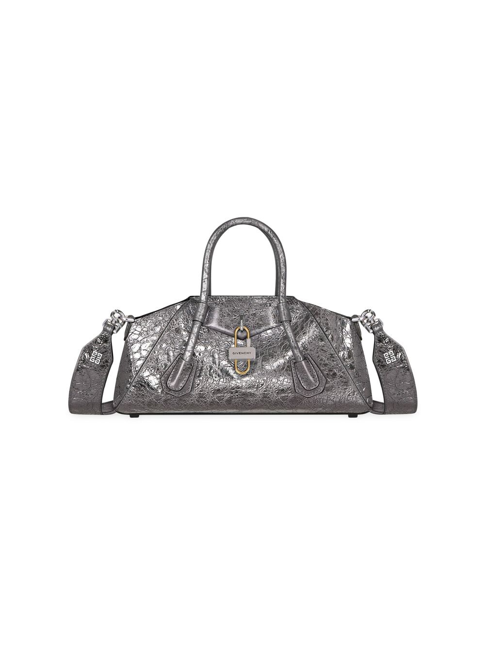 

Эластичная сумка Mini Antigona из ламинированной кожи Givenchy, серый
