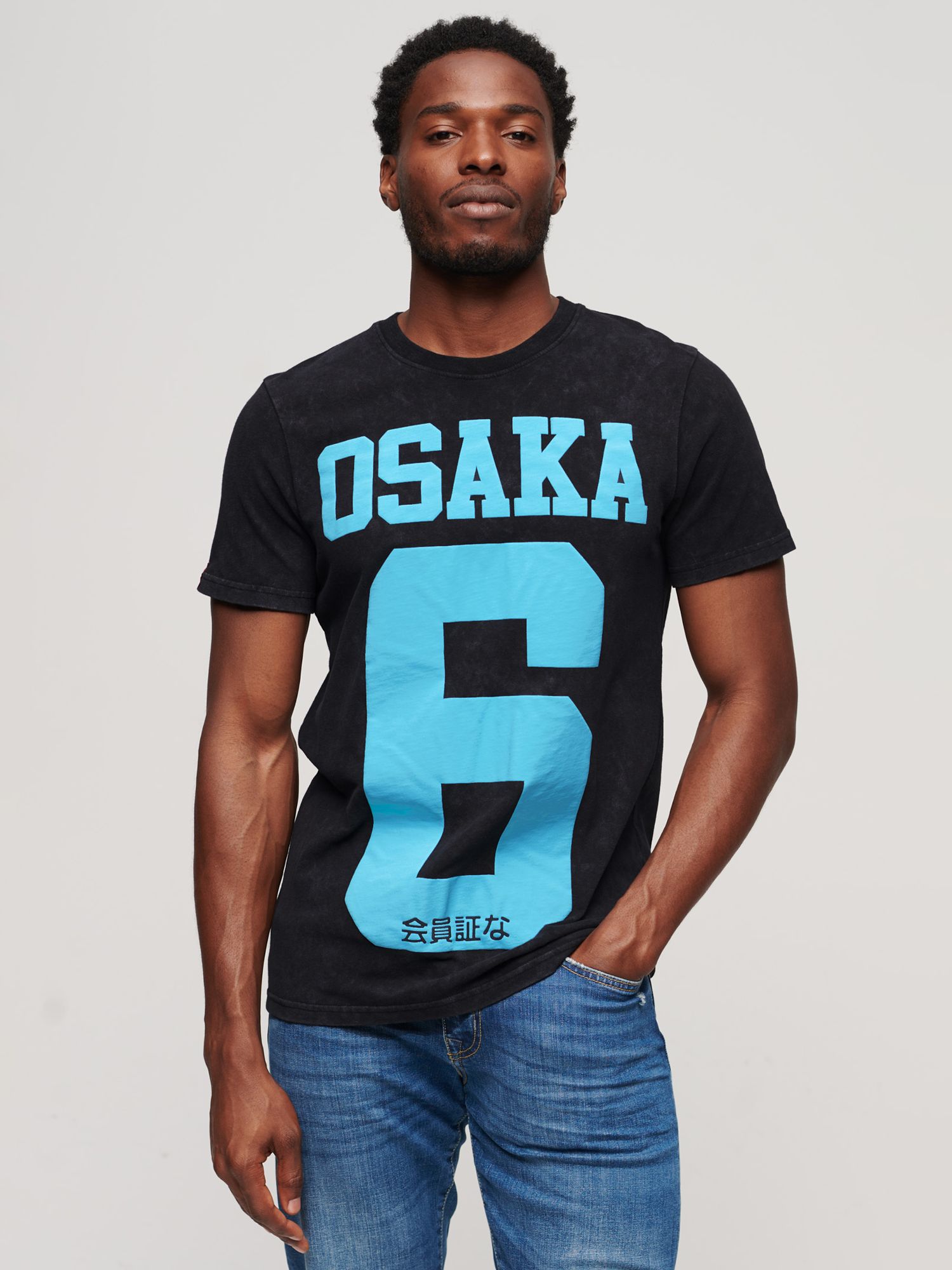 Футболка с пышным принтом Osaka 6 Superdry, черный/синий футболка с принтом osaka kiss superdry цвет enamel green