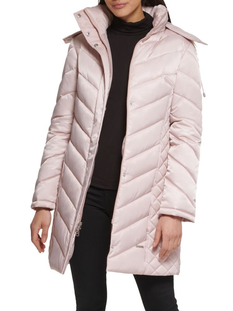

Тяжелый пуховик со стеганым капюшоном из искусственного меха Kenneth Cole, цвет Rose Dust