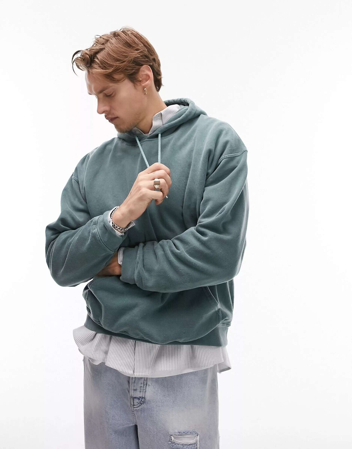 

Зеленая толстовка оверсайз в винтажном стиле Topman, Зеленый