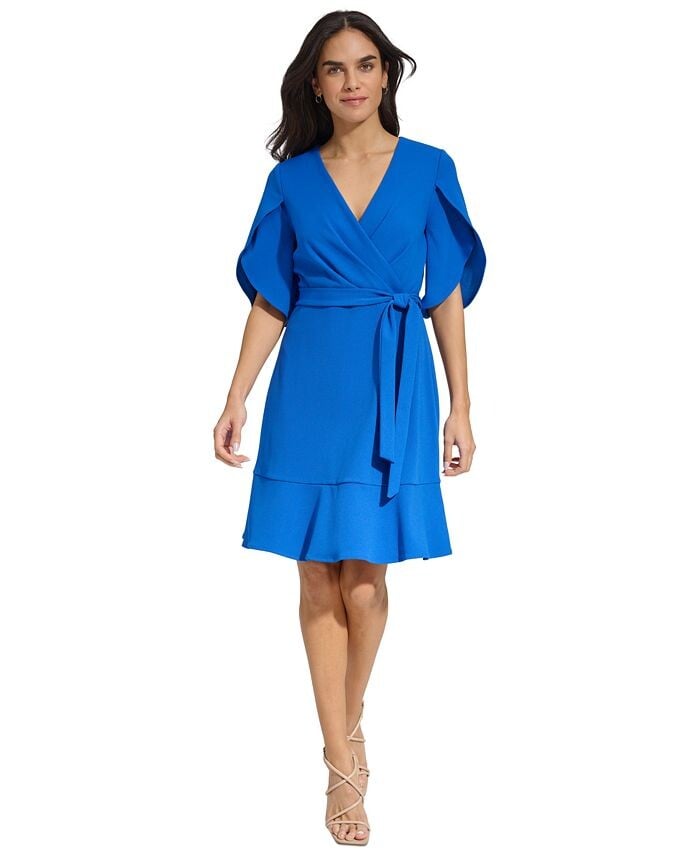 

Женское платье с поясом и воротником-тюльпаном DKNY, цвет Sapphire