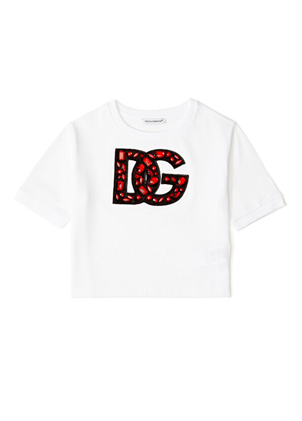 

Футболка для девочек с белым логотипом Dolce&Gabbana