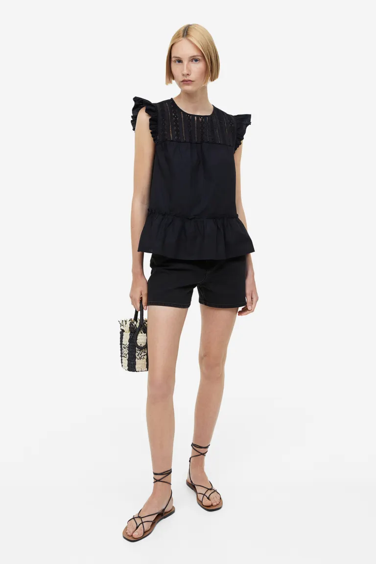 Блузка с рукавами-крыльями H&M, черный