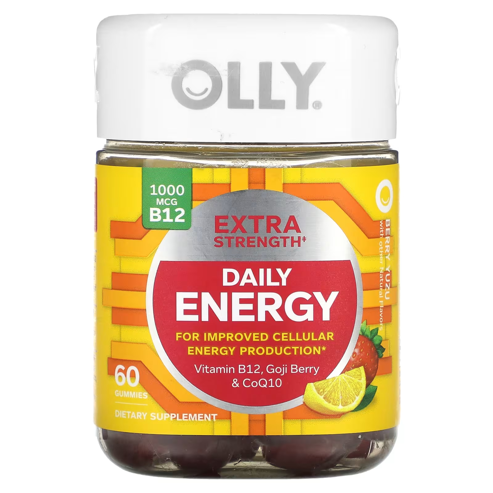 Пищевая добавка Olly Daily Energy Extra Strength, 60 жевательных конфет бузина повышенной прочности olly связка ягод 60 жевательных конфет