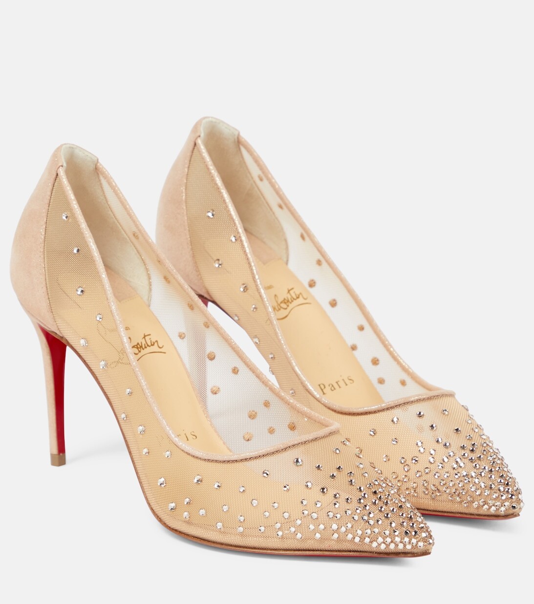 

Сетчатые туфли-лодочки Follies со стразами Christian Louboutin, розовый