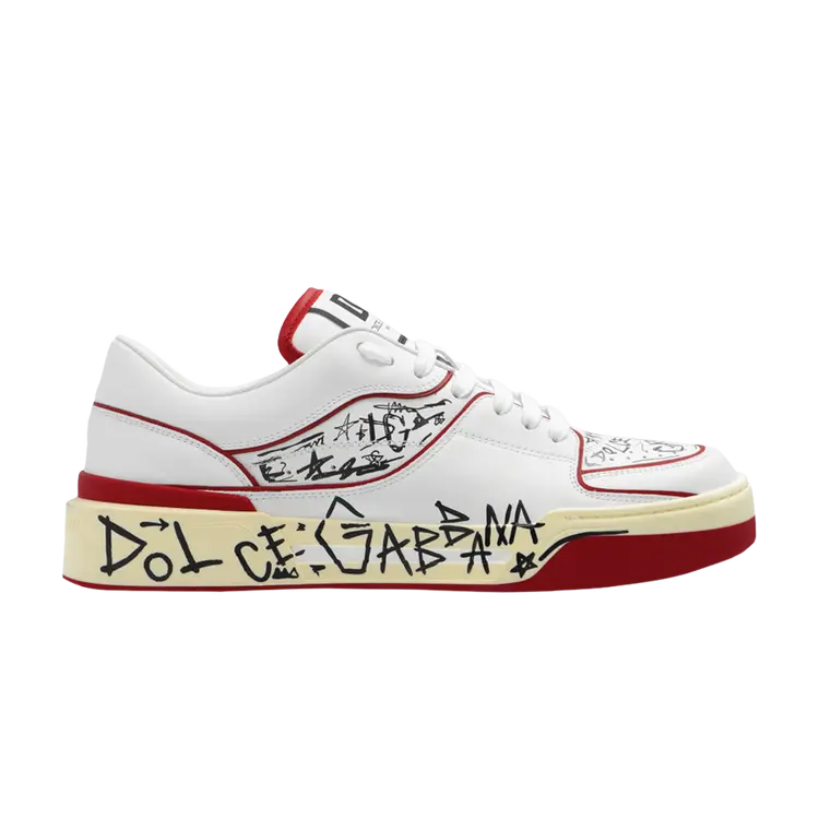 

Кроссовки Dolce & Gabbana New Roma Low 'Allover Graffiti - White Dark Red', белый