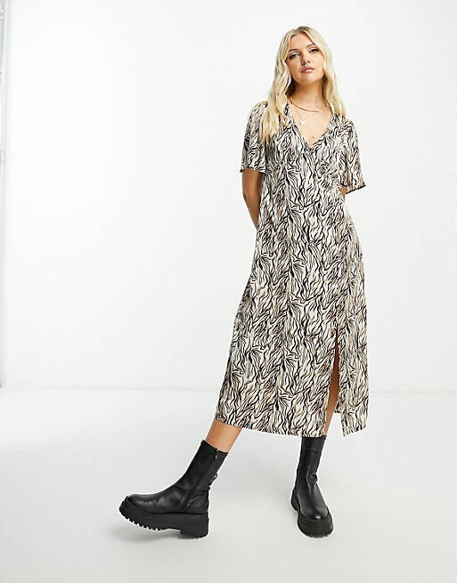 

Коричневое платье миди с разрезом по бокам New Look, Коричневый